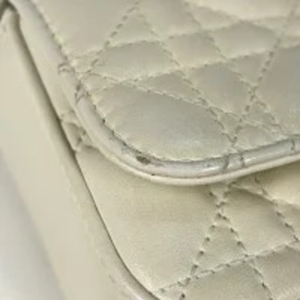 Christian Dior Cannage Chain Shoulder Bag Clutch Leather White - Picture 4 of 7